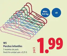 Lidl W5 Perchas infantiles oferta