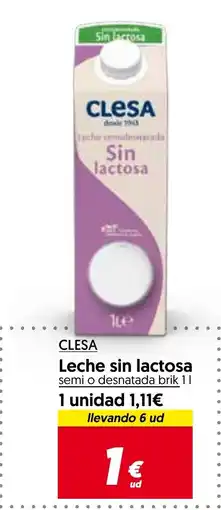 Hiper Usera CLESA Leche sin lactosa semi o desnatada oferta