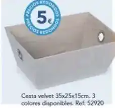 Tiendas MGI Cesta velvet 35x25x15cm. 3 colores disponibles oferta