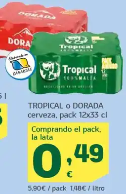HiperDino TROPICAL O DORADA cerveza oferta