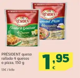 HiperDino PRÉSIDENT queso rallado 4 quesos o pizza oferta