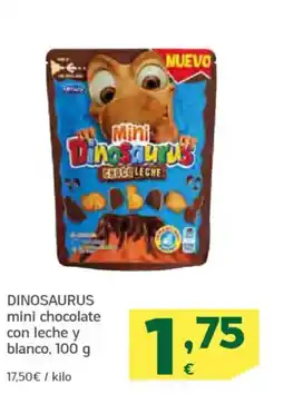 HiperDino DINOSAURUS mini chocolate con leche y blanco oferta