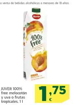HiperDino JUVER 100% free melocotón y uva o frutas tropicales oferta