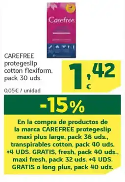HiperDino CAREFREE protegeslip cotton flexiform oferta