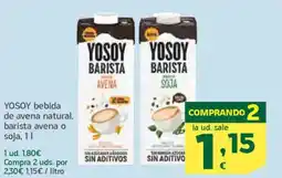 HiperDino YOSOY bebida de avena natural, barista avena o soja oferta