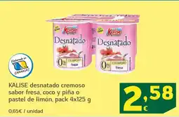 HiperDino KALISE desnatado cremoso sabor fresa, coco y piña o pastel de limón oferta