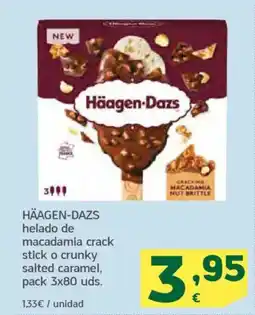 HiperDino HÄAGEN-DAZS helado de macadamia crack stick o crunky salted caramel oferta