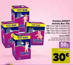 Carrefour Dodot - pañales activity box xxl t3+, t4+, t5+ o t6+ oferta