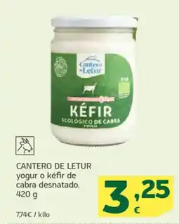 HiperDino CANTERO DE LETUR yogur o kefir de cabra desnatado, oferta