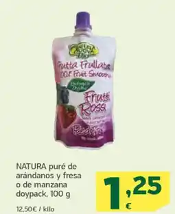 HiperDino NATURA puré de arándanos y fresa o de manzana doypack oferta