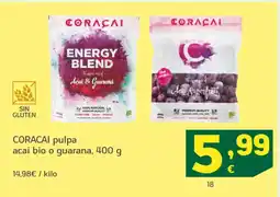 HiperDino CORACAI pulpa acaí bio o guarana oferta