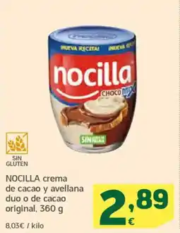 HiperDino NOCILLA crema de cacao y avellana duo o de cacao original oferta