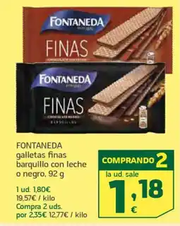 HiperDino FONTANEDA galletas finas barquillo con leche o negro oferta