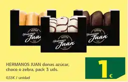 HiperDino HERMANOS JUAN donas azúcar, choco o zebra oferta