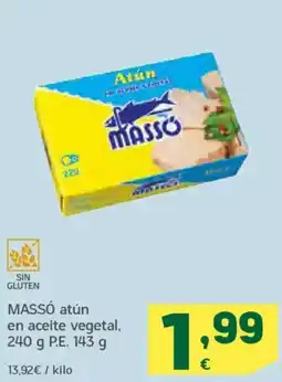 HiperDino MASSÓ atún en aceite vegetal, oferta