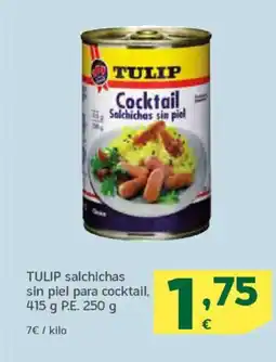 HiperDino TULIP salchichas sin piel para cocktail oferta