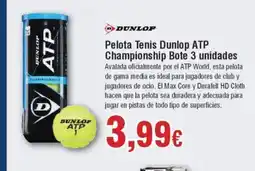 Hiper FROIZ DUNLOP Pelota Tenis Dunlop ATP Championship Bote 3 unidades oferta
