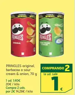 HiperDino PRINGLES original, barbacoa o sour cream & onion oferta