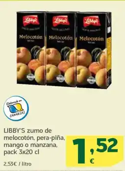 HiperDino LIBBY'S zumo de melocotón, pera-piña, mango o manzana oferta
