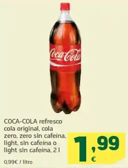 HiperDino COCA-COLA refresco cola original, cola zero, zero sin cafeína, light, sin cafeína oferta