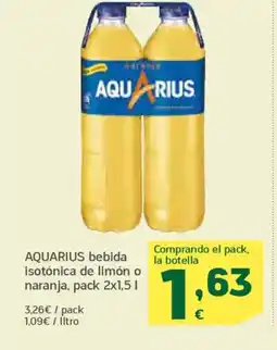 HiperDino AQUARIUS bebida isotónica de limón o naranja oferta