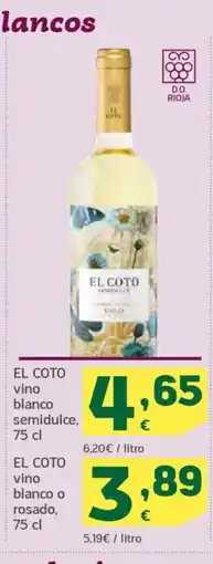HiperDino EL COTO vino blanco o rosado oferta