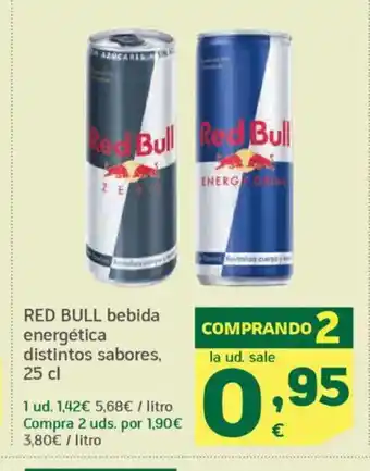 HiperDino RED BULL bebida energética distintos sabores oferta