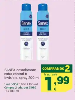 HiperDino SANEX desodorante extra control o invisible, spray oferta