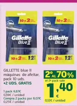 HiperDino GILLETTE blue II 2 máquinas de afeitar oferta