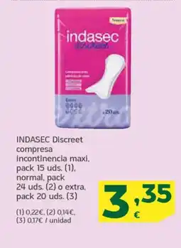 HiperDino INDASEC Discreet compresa incontinencia maxi oferta