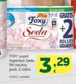 HiperDino FOXY papel higiénico Seda PH neutro, pack 2 rollos oferta