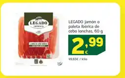 HiperDino LEGADO jamón o paleta ibérica de cebo lonchas oferta