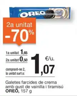 BonpreuEsclat OREO Galetes farcides de crema amb gust de vainilla i tiramisú oferta