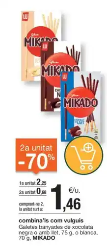 BonpreuEsclat MIKADO Galetes banyades de xocolata negra o amb llet oferta