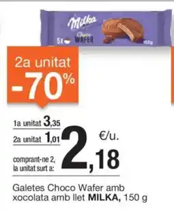 BonpreuEsclat MILKA Galetes Choco Wafer amb xocolata amb llet oferta