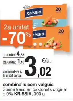BonpreuEsclat KRISSIA Surimi fresc en bastonets original o 0% oferta