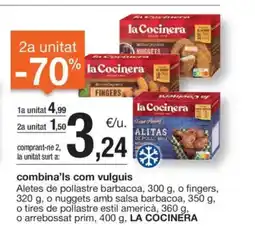 BonpreuEsclat LA COCINERA Aletes de pollastre barbacoa o fingers o nuggets amb salsa barbacoa oferta
