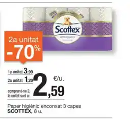 BonpreuEsclat SCOTTEX Paper higiènic enconxat 3 capes oferta