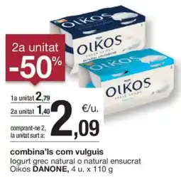 BonpreuEsclat DANONE logurt grec natural o natural ensucrat Oikos oferta