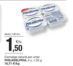 BonpreuEsclat PHILADELPHIA Formatge natural per untar oferta