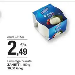 BonpreuEsclat ZANETTI Formatge burrata oferta
