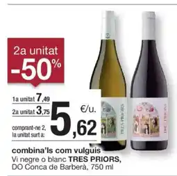 BonpreuEsclat TRES PRIORS Vi negre o blanc, DO Conca de Barberà oferta
