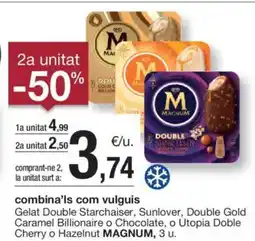 BonpreuEsclat MAGNUM Gelat Double Starchaiser, Sunlover, Double Gold Caramel Billionaire o Chocolate, o Utopia Doble Cherry o Hazelnut oferta