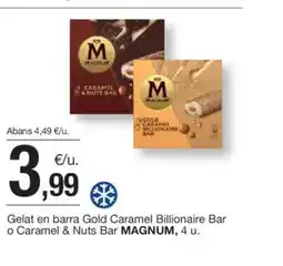 BonpreuEsclat MAGNUM Gelat en barra Gold Caramel Billionaire Bar o Caramel & Nuts Bar oferta