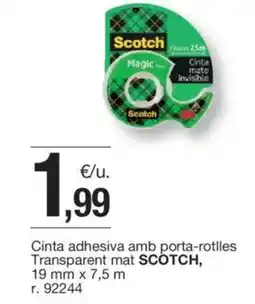 BonpreuEsclat SCOTCH Cinta adhesiva amb porta-rotlles Transparent mat oferta