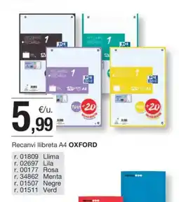 BonpreuEsclat OXFORD Recanvi llibreta A4 oferta