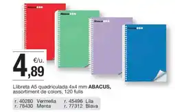 BonpreuEsclat ABACUS Llibreta A5 quadriculada assortiment de colors oferta