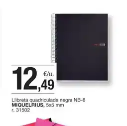 BonpreuEsclat MIQUELRIUS Llibreta quadriculada negra NB-8 oferta