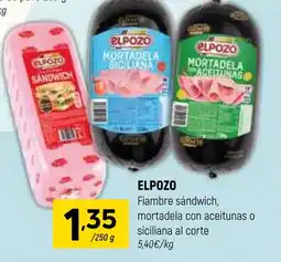 Coviran ELPOZO Fiambre sandwich, mortadela con aceitunas o siciliana oferta