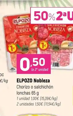 Coviran ELPOZO Nobleza Chorizo o salchichón lonchas oferta